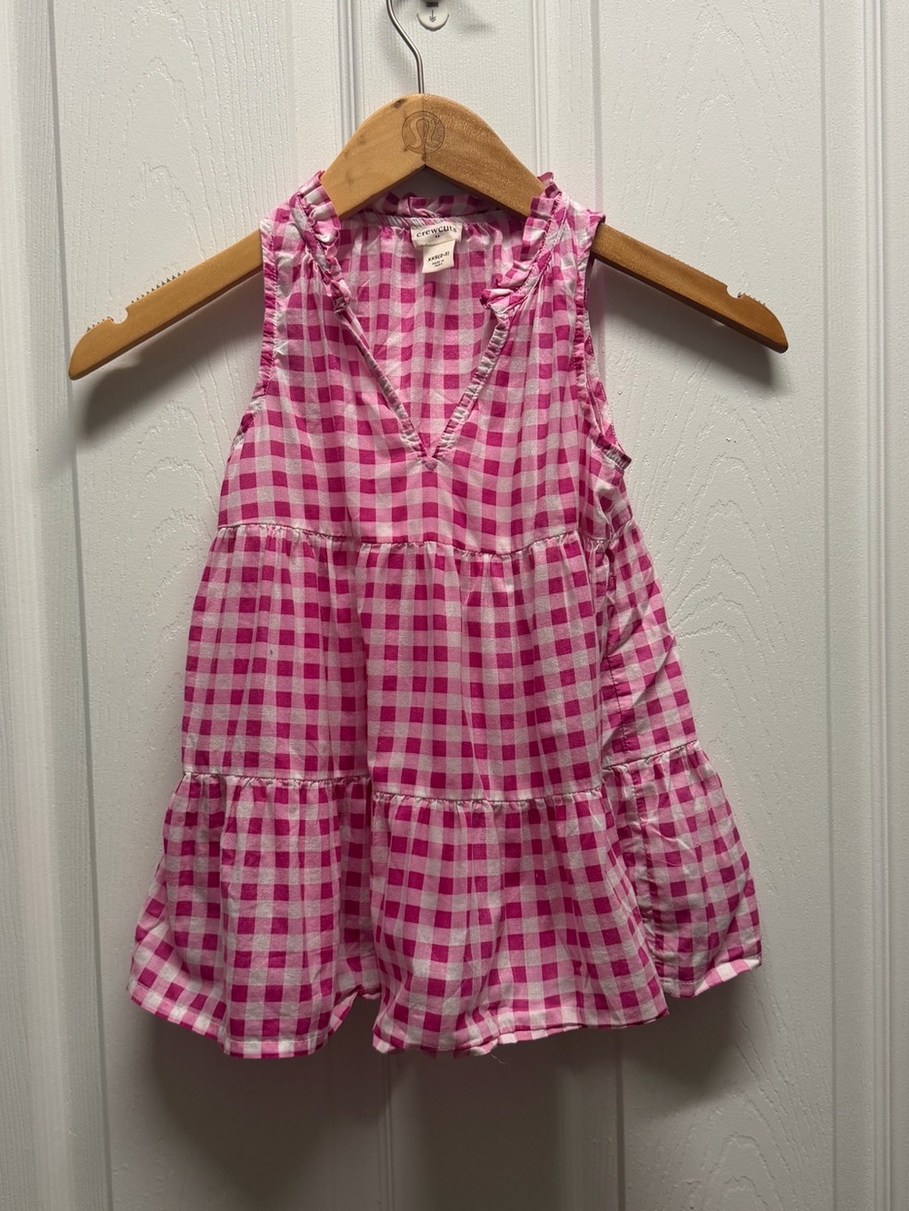 Crewcuts Pink Gingham Tiered Sleeveless Top